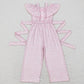 SR0420 Baby Girl Sleeveless Pink Dots Ruffle Jumpsuit