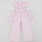 SR0420 Baby Girl Sleeveless Pink Dots Ruffle Jumpsuit