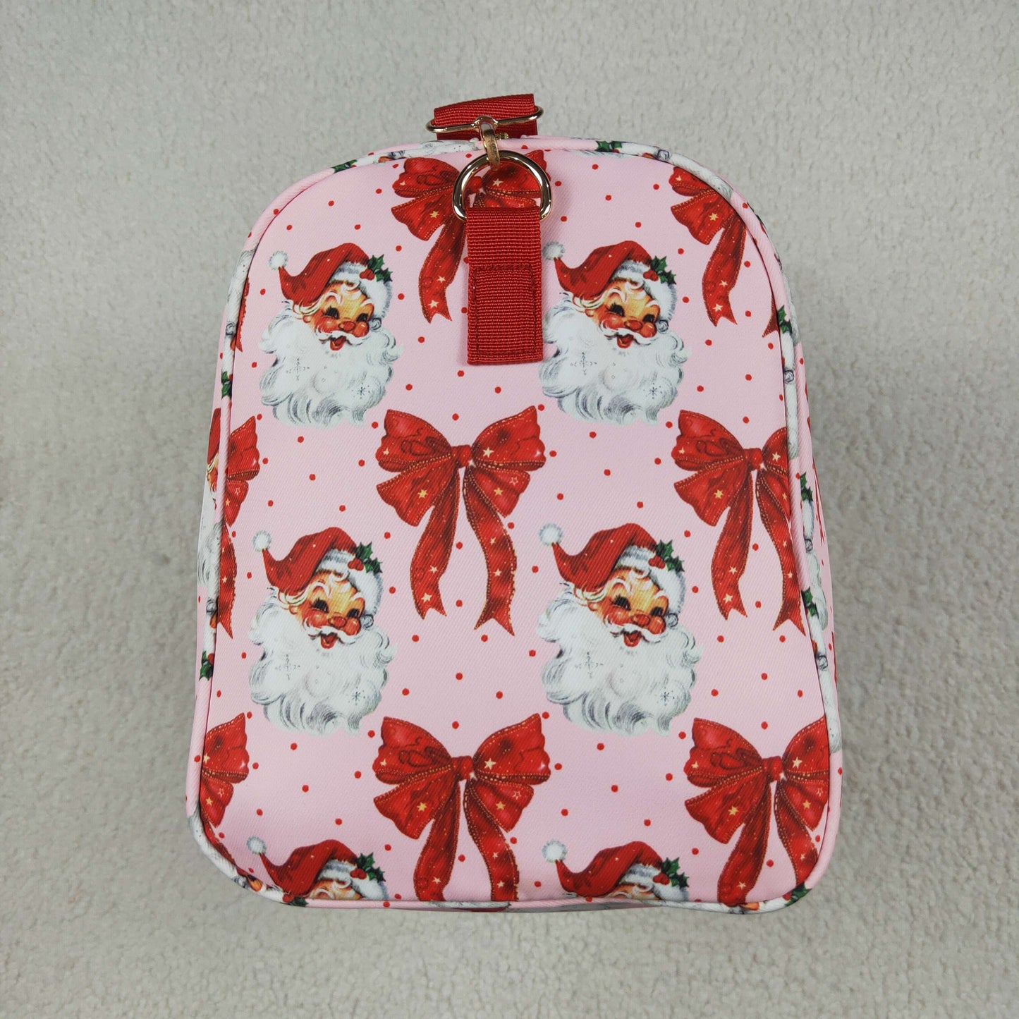 Toddler Girl Christmas Santa Red Bows Zipper Ruffle Gym Bag RTS