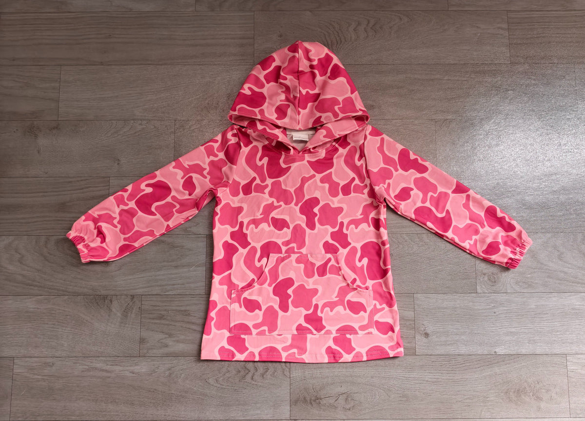 ( No moq ) Preorder Baby Girl Long Sleeves Camo Hoodie Pink Shirt Tops