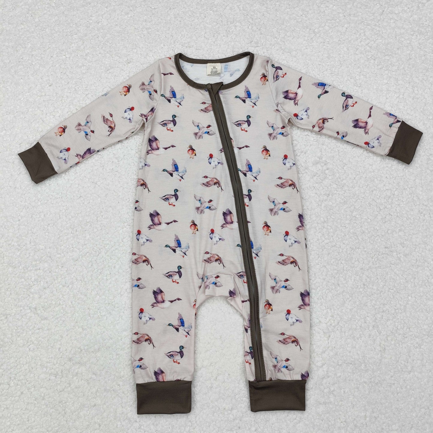 Baby Boy Infant Long Sleeves Ducks Hunting Zipper Romper