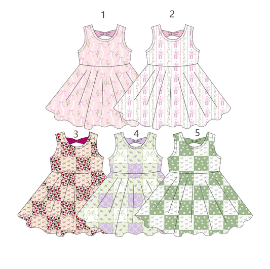 ( Moq 5 Each Style ) Sibling Baby Girls Kids Sleeveless Bows Knee Length Dresses