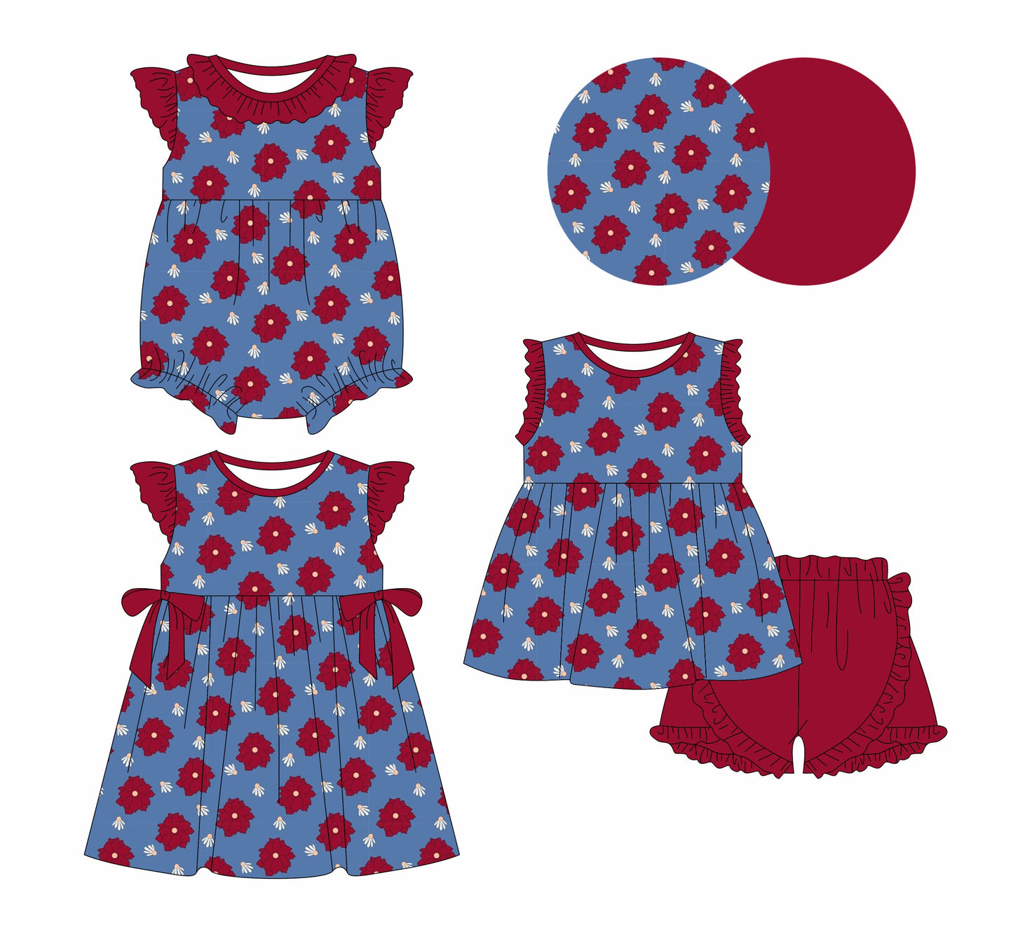 Baby Girl Flower Sibling Romper Dress Set ( Moq 5 Each Style ) 12.31