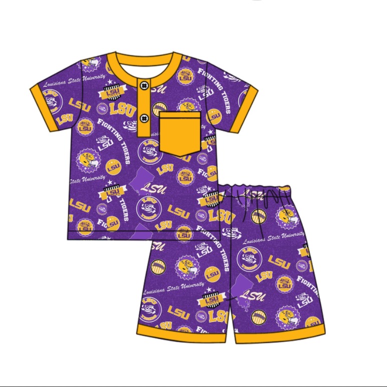 ( Moq 5 each style ) Baby Boy Girl Team Tiger Purple Sibling Dress Romper Set 5.6