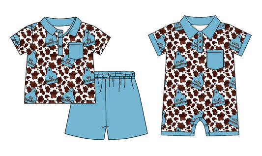 Baby Boy Short Sleeves Western Print Sibling Romper Clothes Set ( Moq 5 Each Design )11.21