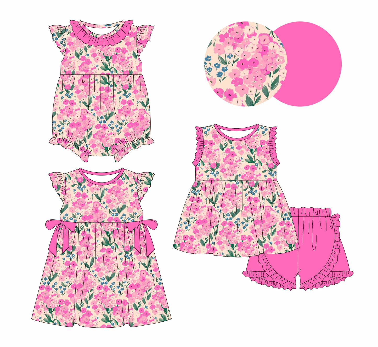 Baby Girl Flower Sibling Romper Dress Set ( Moq 5 Each Style ) 1.2