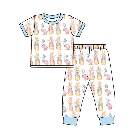 Baby Boy Short Sleeves Easter Rabbit Shirt Pants Pajamas Set Moq 5