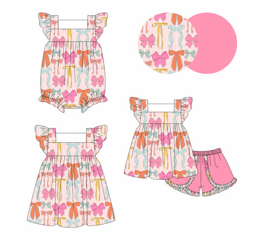 Baby Girl Short Sleeves Bows Sibling Romper Dress Set ( Moq 5 Each Style ) 4.3