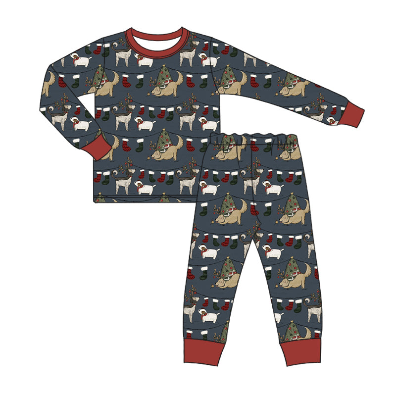 Baby Boy Toddler Long Sleeves Christmas Dogs Shirt Pajamas Pants Set