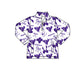 ( Moq 5 each style ) Baby Boy Girl Team Cheer Sibling Shirt Purple Bows Dress Set 8.11