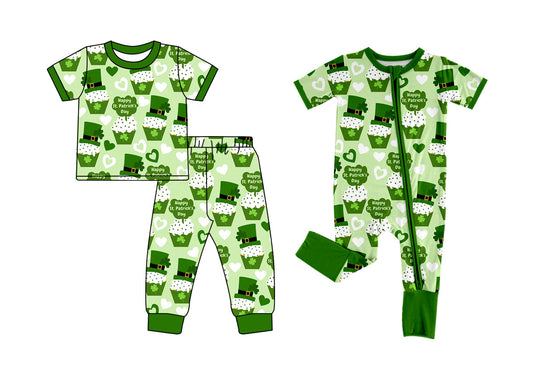 Baby Boy Short Sleeves St Patrick Green Sibling Romper Set ( Moq 5 Each Design ) 12.9