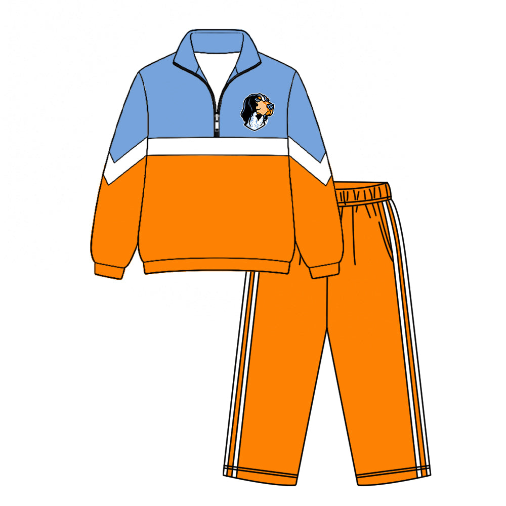 ( Moq 5 ) Baby Boys Kids Long Sleeves Zipper Pullover Shirt Pants Team Clothes Set
