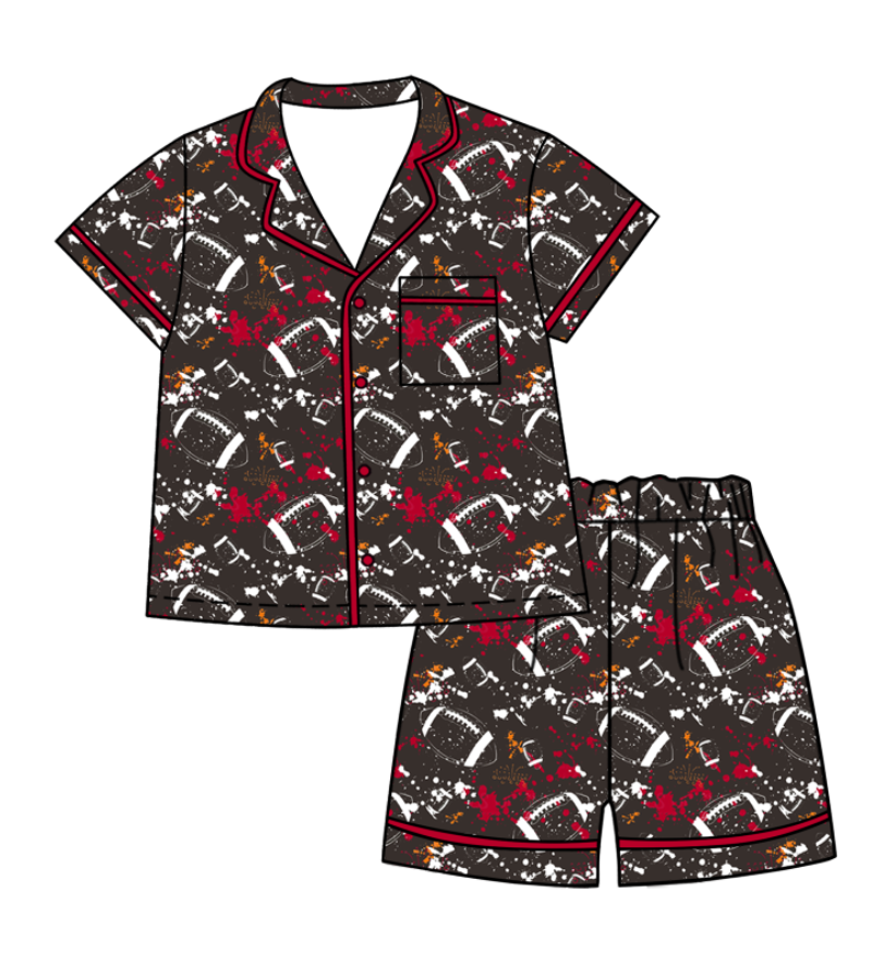 ( Moq 5 Each Style ) Baby Boys Girls Toddler Football Sibling Shorts Romper Red Bows Dresses Set Team Clothing
