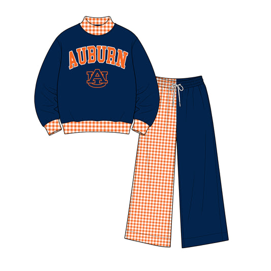 ( Moq 5 ) Baby Girls Kids Long Sleeves Shirt Plaid Pants Team Set Clothes