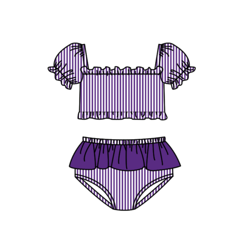 ( Moq 5 Each Style ) Baby Boys Girls Kids Team Sibling Jumpsuits Purple Sets Swimsuits