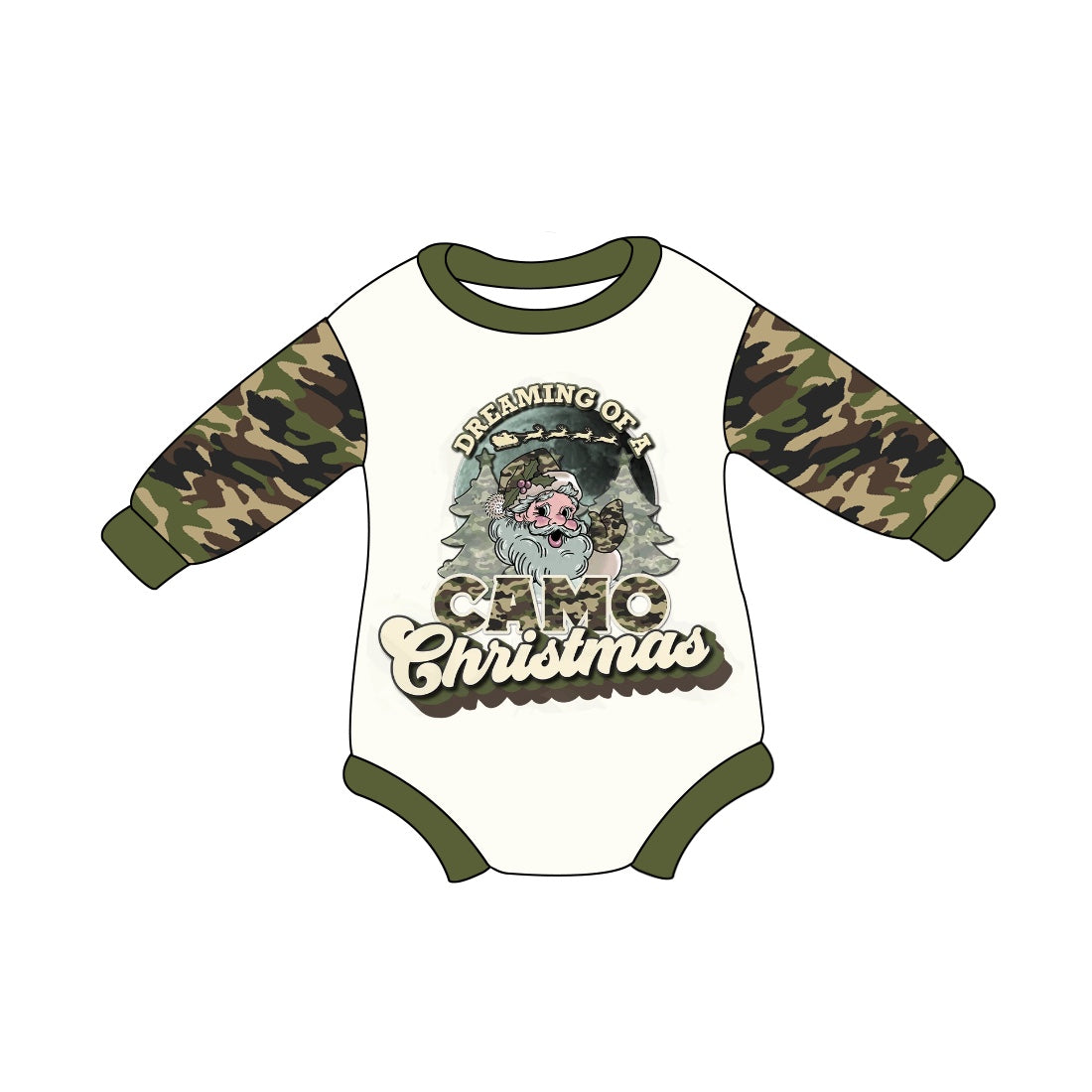 Baby Boy Long Sleeves Christmas Santa Camo Romper