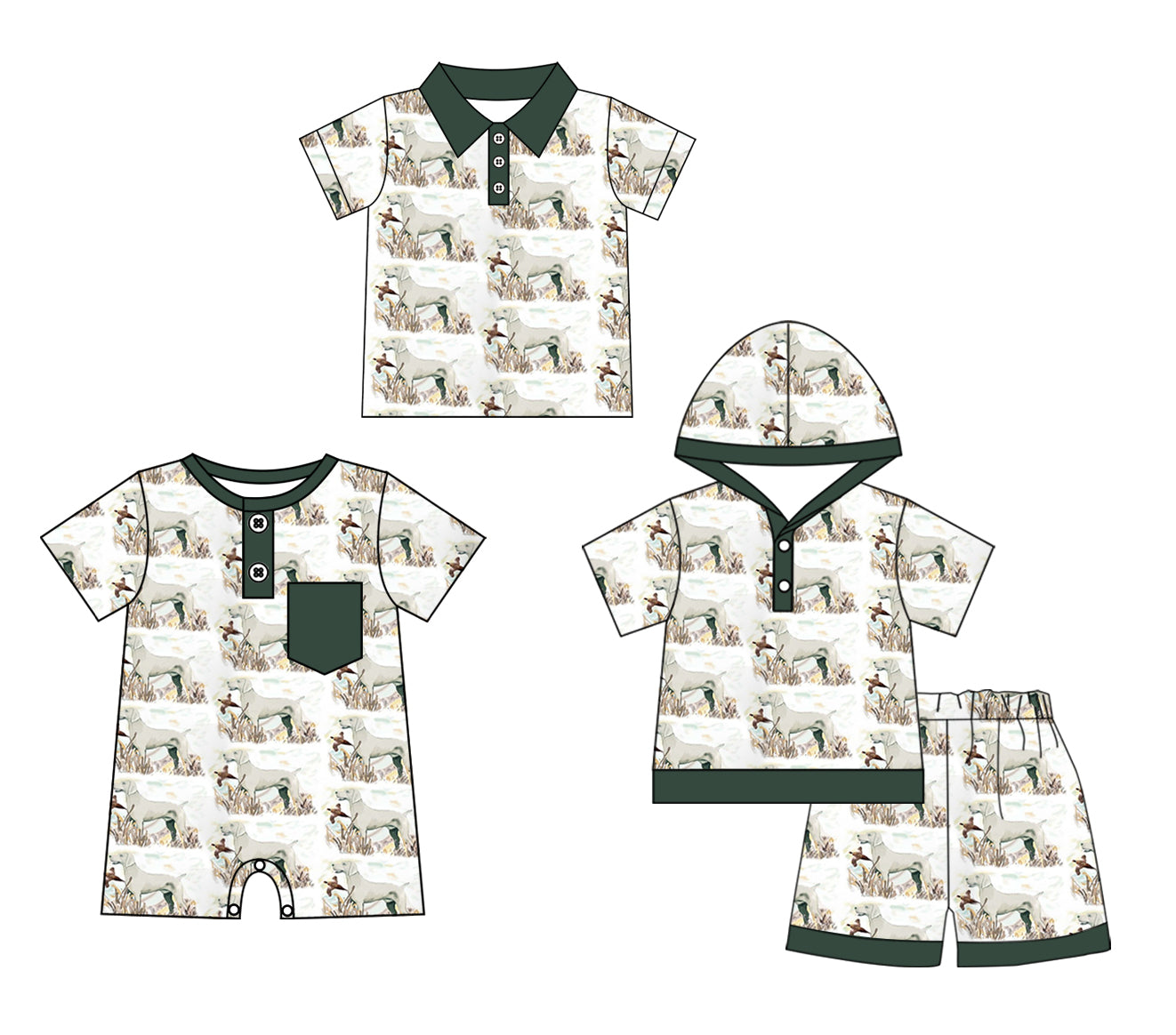 Baby Boy Short Sleeves Sibling Dogs Romper Clothes Set ( Moq 5 Each Design )11.27