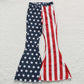 P0119 July 4th Adult Women Stars Striped Denim Jeans Bell Pants