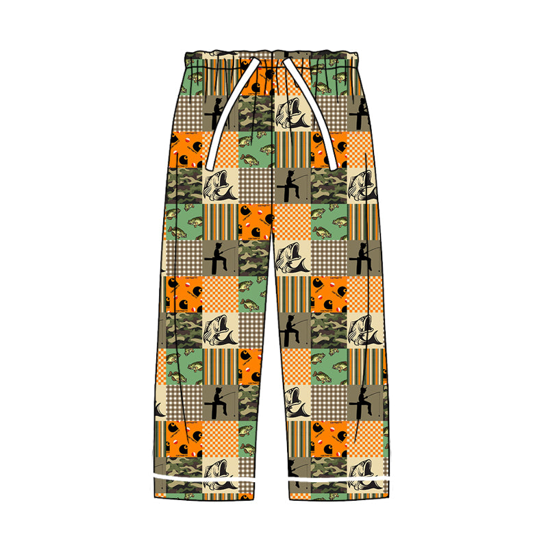 Adult Men Fishing Camo Checkered Pajamas Pants