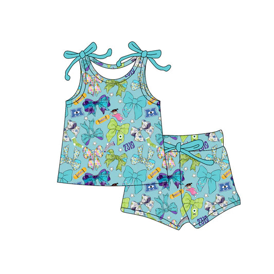 Baby Girls Bows Sleeveless Colorful Bows Top Short Set ( Moq 5 )