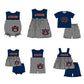 ( Moq 5 Each Style ) Baby Boys Girls Kids Plaid Team Sibling Navy Rompers Dress Sets