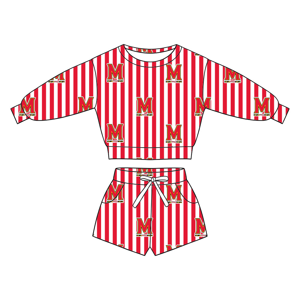 ( Moq 5 ) Baby Girls Kids Long Sleeves Shirt Pockets Shorts Team Set Clothes