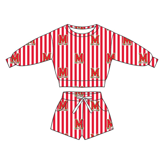 ( Moq 5 ) Baby Girls Kids Long Sleeves Shirt Pockets Shorts Team Set Clothes