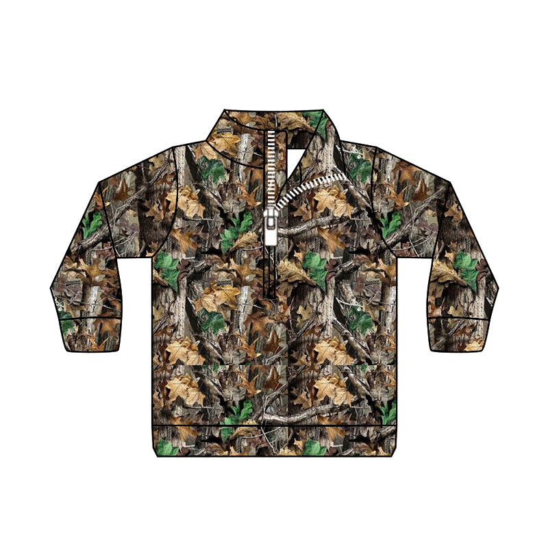 Baby Boy Kids Long Sleeves Camo Zipper Shirt Tops