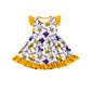 ( Moq 5 each style ) Baby Girl Toddler Team Yellow Purple Bows Sibling Green Dress Set 7.9