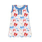 ( Moq 5 Each Style ) Sibling Baby Girls Kids Bows Flags Flower 4th of July Knee Length Dresses