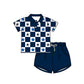 ( Moq 5 Each Style ) Baby Boys Girls Toddler Blue Bows Team Sibling Shorts Dress Sets Clothes