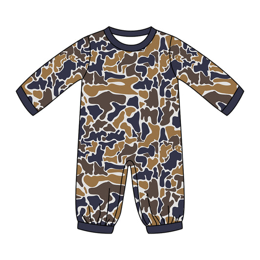 ( Moq 5 ) Preorder Baby Kids Infant Long Sleeves Brown Camo Print Romper Clothes