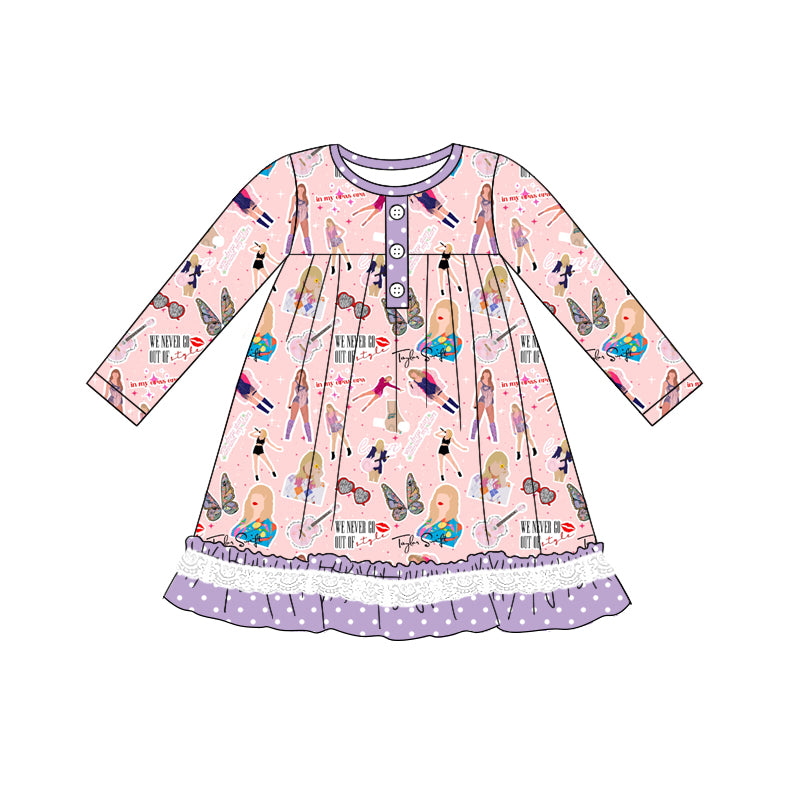 Baby Girl Long Sleeves Singer Ruffle Dress