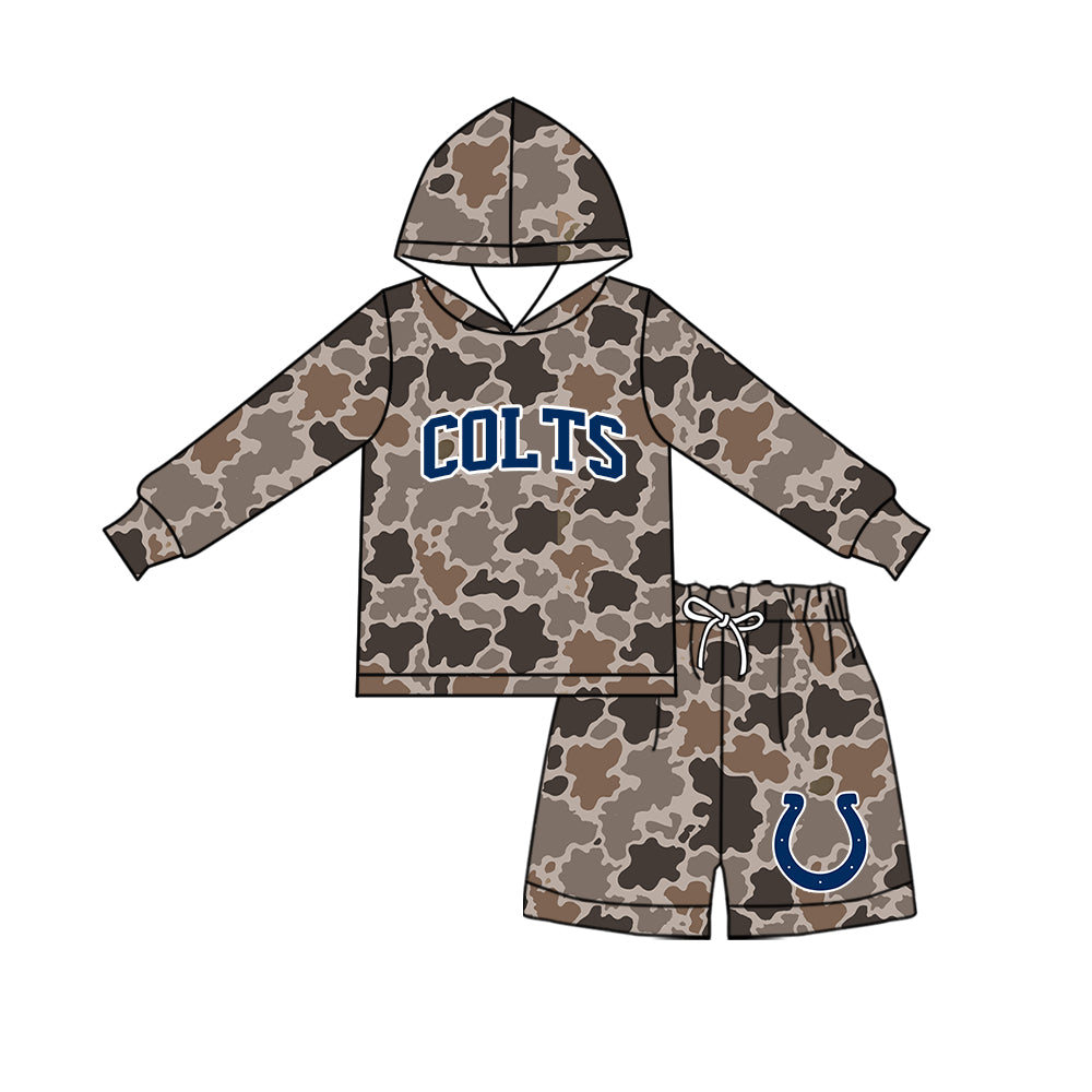 ( Moq 5 ) Baby Girls Kids Long Sleeves Hoodie Shirt Camo Shorts Team Set Clothes