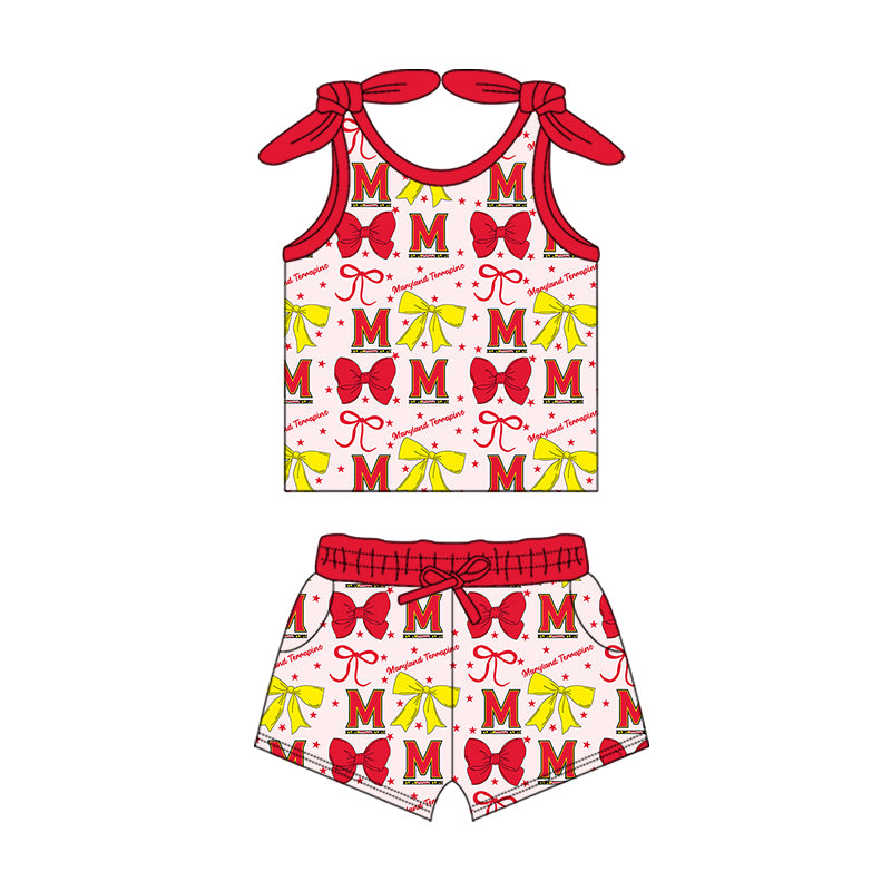 ( Moq 5 each style ) Baby Girl Toddler M Team Bows Sibling Dress Set