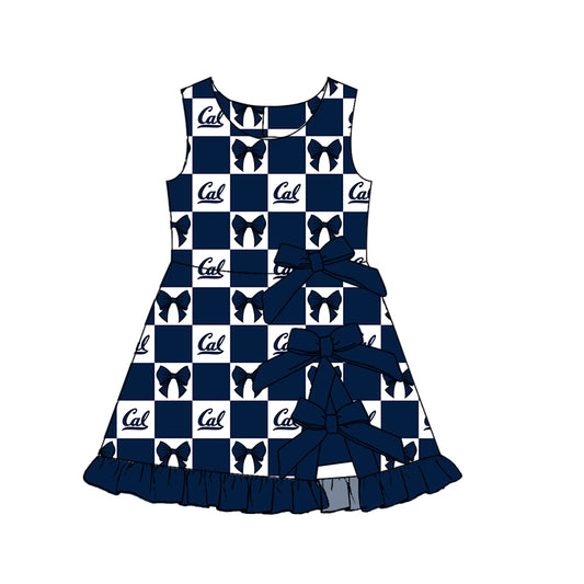 ( Moq 5 ) Custom Baby Girls Kids Sleeveless Bows Shorts Knee Length Team Dress Cheer Clothes