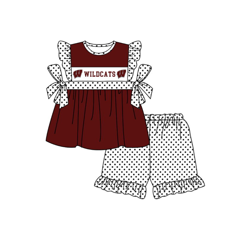 ( Moq 5 Each Style ) Baby Boys Girls Kids Short Sleeves Team Sibling Dark Red Romper Dress Set