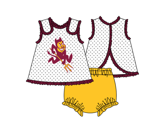 ( Moq 5 ) Baby Girls Toddler Dots Tops Yellow Bummie Shorts Team Set