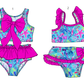 ( Moq 5 Each Style ) Sibling Baby Girls Kids Summer Tops Ruffle Shorts Pink Bows Sets Swimsuits