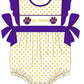 Moq 5 Baby Girl Short Sleeves Purple Bows Team One piece Romper