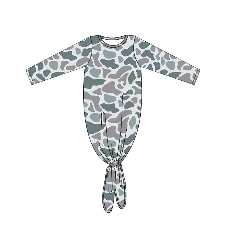 Baby Girl Grey Camo Long Sleeves Gowns