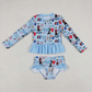 Baby Girl Sibling Long Sleeves Singer Tops Bummie Swimsuits