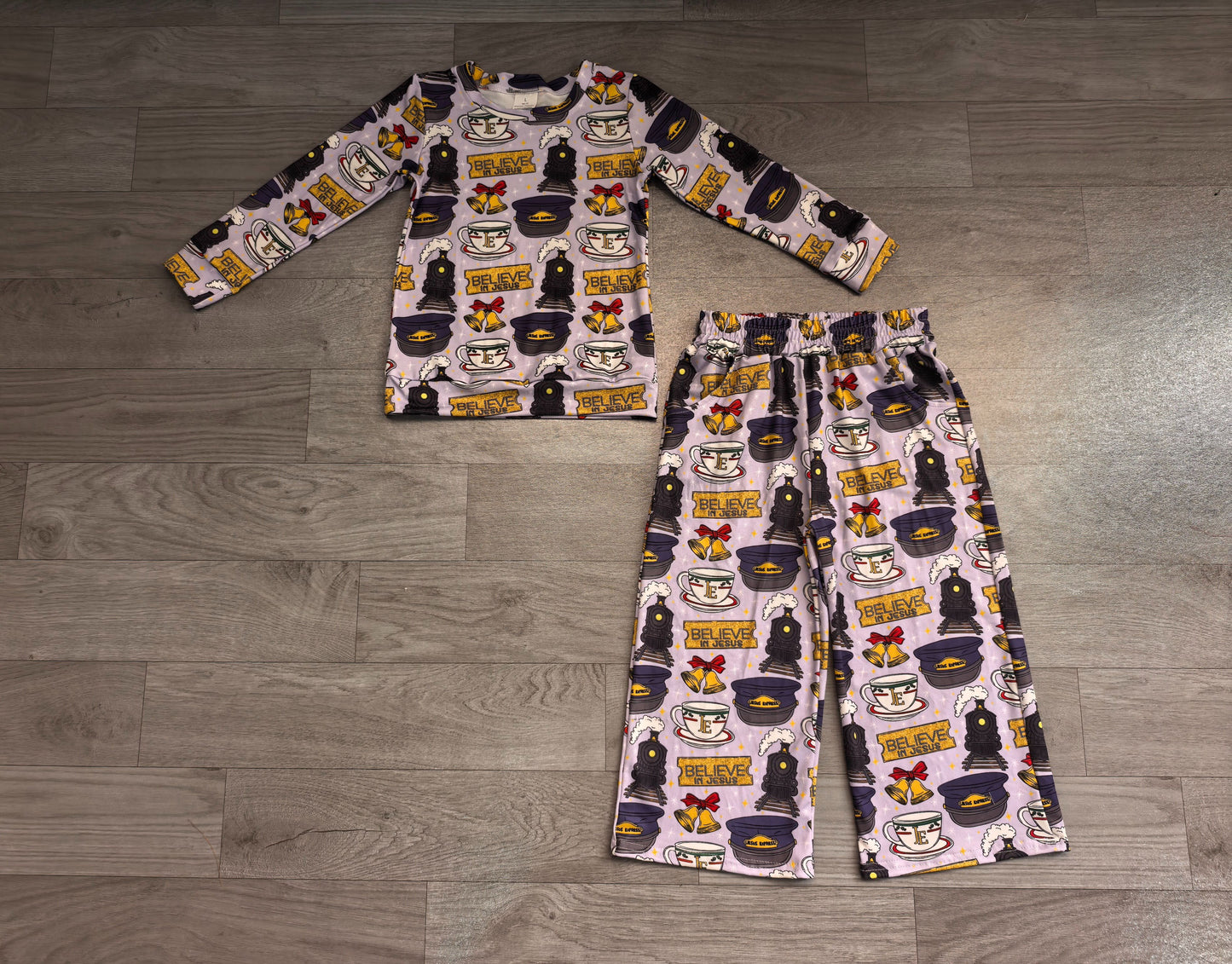 ( No moq ) Preorder Baby Girls Kids Long Sleeves Cups Bows Shirt Pockets Pants Christmas Set Clothes