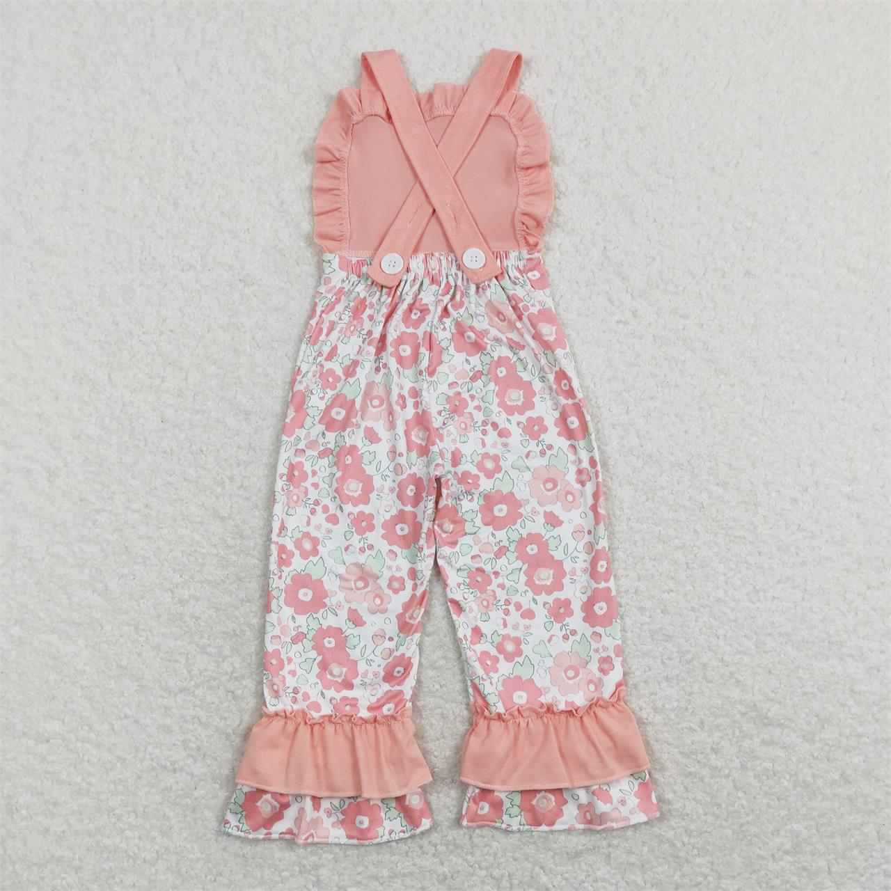 SR0963 Baby Girl Pink  Floral Pants Jumpsuit