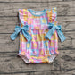 Baby Girl Short Sleeves Bows Flower Plaid Bubble Romper RTS