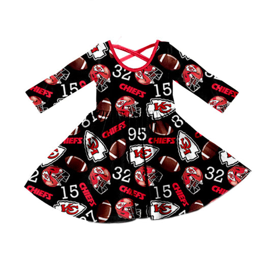 Baby Girl Long Sleeves KC Team Fall Knee Length Dress