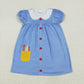 Baby Girl Short Sleeves Pen Blue Back to School Knee Length Dress RTS