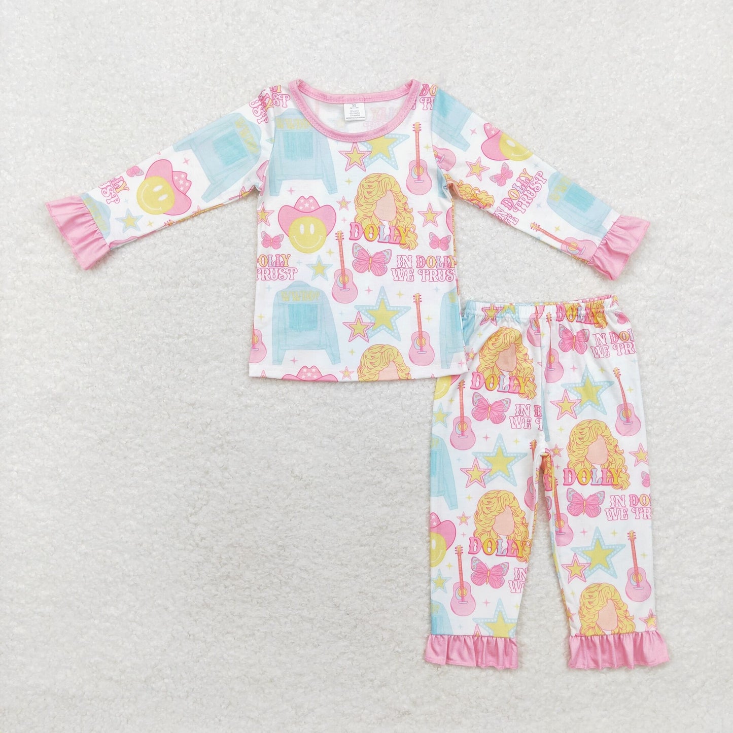 Baby Girl Western Singer Shirt Pants Pajamas Pink Bamboo Set