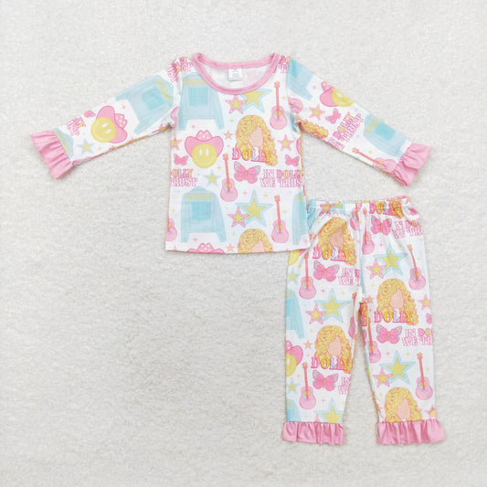 Baby Girl Western Singer Shirt Pants Pajamas Pink Bamboo Set