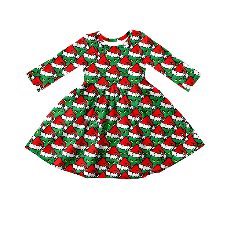 Baby Girl Long Sleeves Christmas Face Dress Moq 5